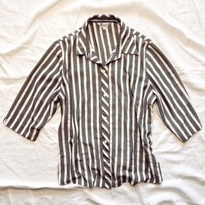 Vintage Stripe Button Down Quarter Sleeve